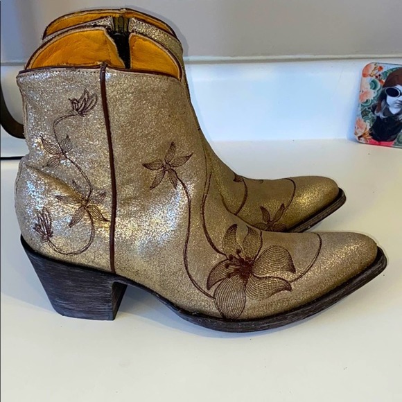 NIB Old Gringo metallic gold Flora Loca ankle boot - Picture 5 of 14